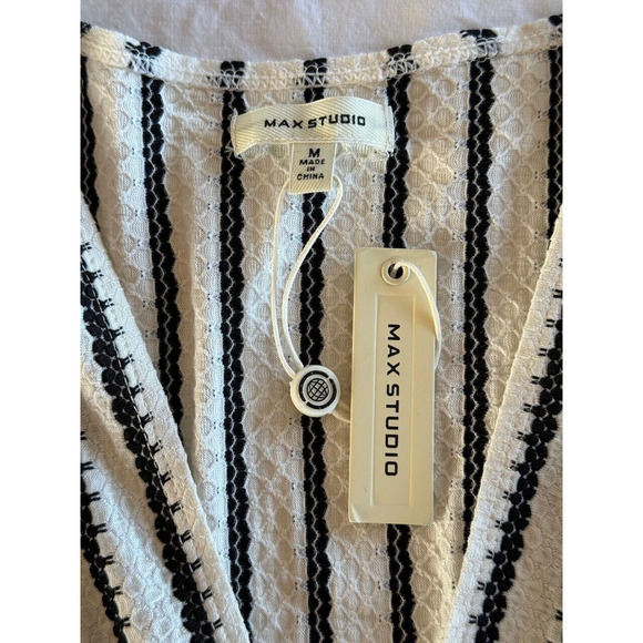 NWT Max Studio Dress Black & White Sleeveless V Neck Stretch Striped Sz M - Picture 7 of 9